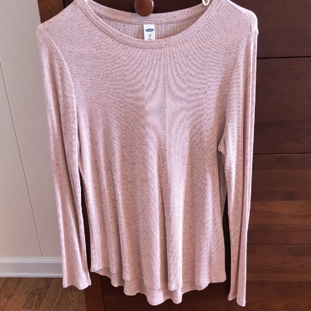 Old Navy Luxe Pink Slub Knit Long Sleeve Shirt, Size Medium